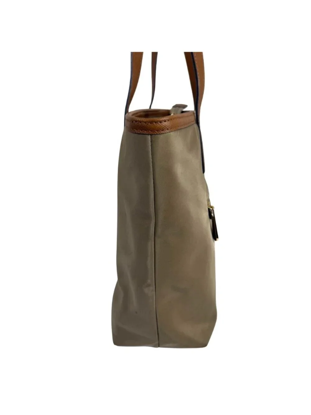 Michael Kors Montauk Khaki/Tan Nylon/Leather Tote Bag Shoulder Bag - Picture 4 of 13